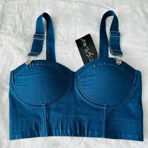Blue Denim Bustier Top